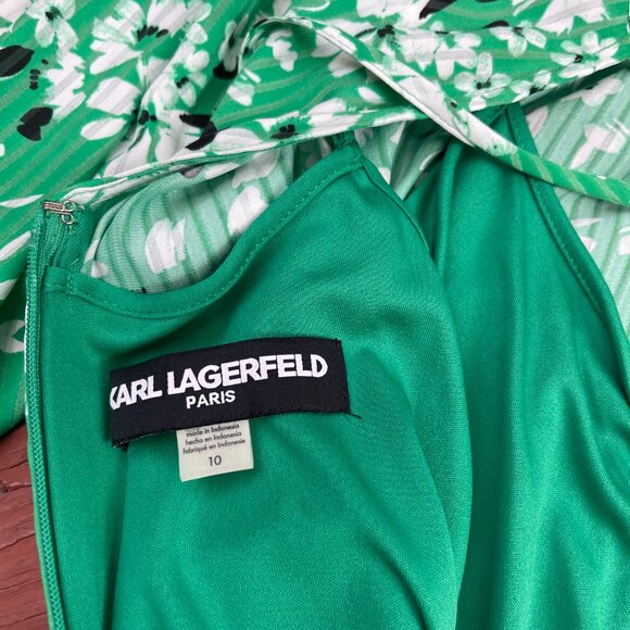 Karl Lagerfeld Paris Printed Jacquard Ruffle-Hem Dress 10 - Picture 9 of 15